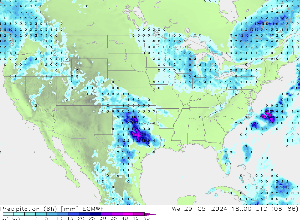 Z500/Rain (+SLP)/Z850 ECMWF mié 29.05.2024 00 UTC