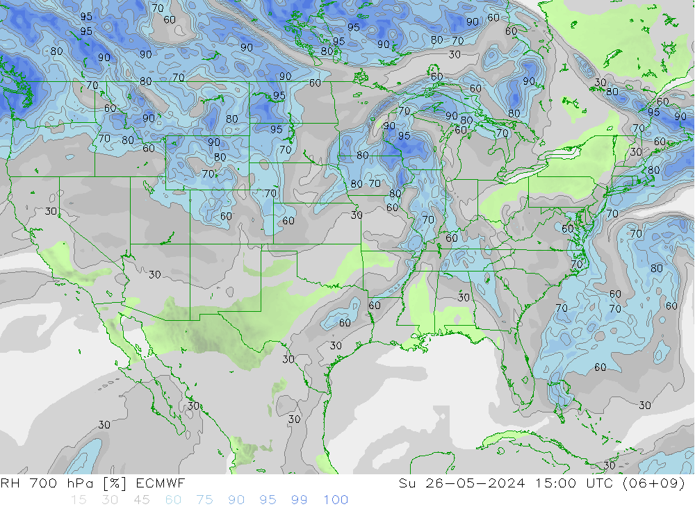 RH 700 hPa ECMWF Su 26.05.2024 15 UTC