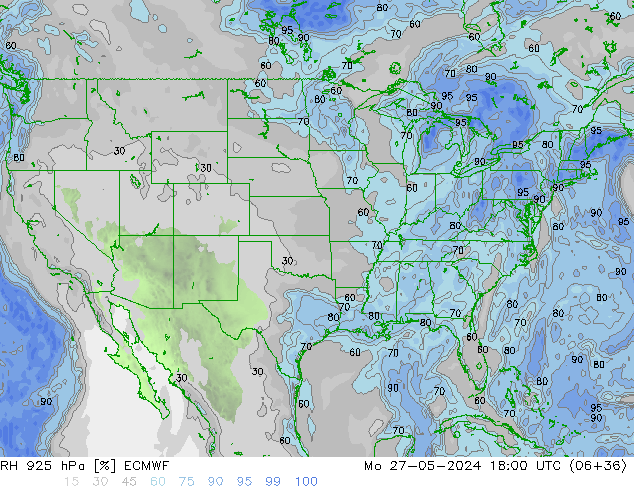 RH 925 hPa ECMWF Mo 27.05.2024 18 UTC