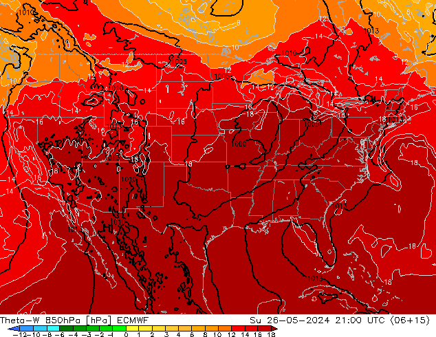 Theta-W 850hPa ECMWF dim 26.05.2024 21 UTC