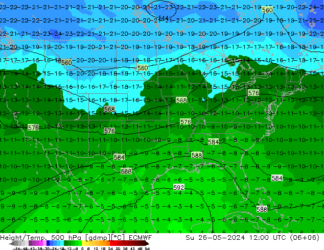 Z500/Rain (+SLP)/Z850 ECMWF Su 26.05.2024 12 UTC