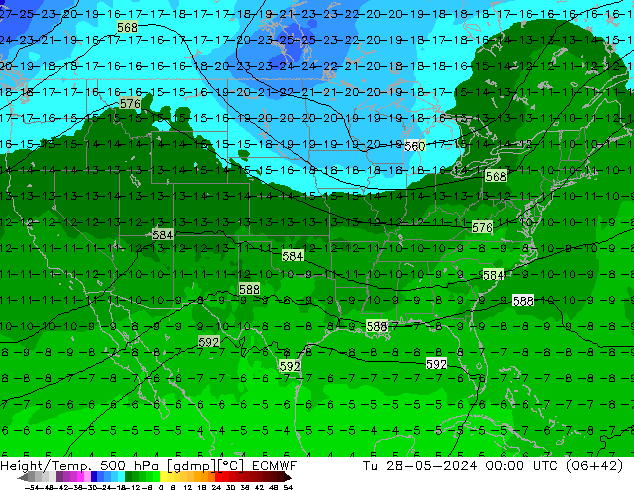 Z500/Regen(+SLP)/Z850 ECMWF di 28.05.2024 00 UTC