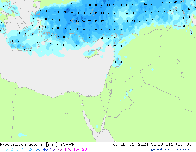 Precipitation accum. ECMWF We 29.05.2024 00 UTC