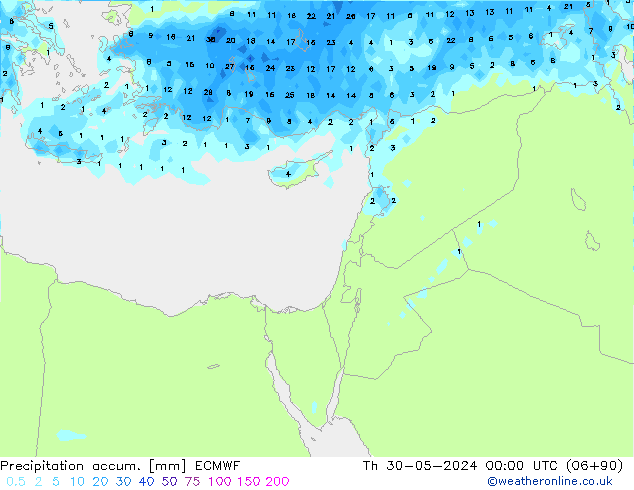 Toplam Yağış ECMWF Per 30.05.2024 00 UTC