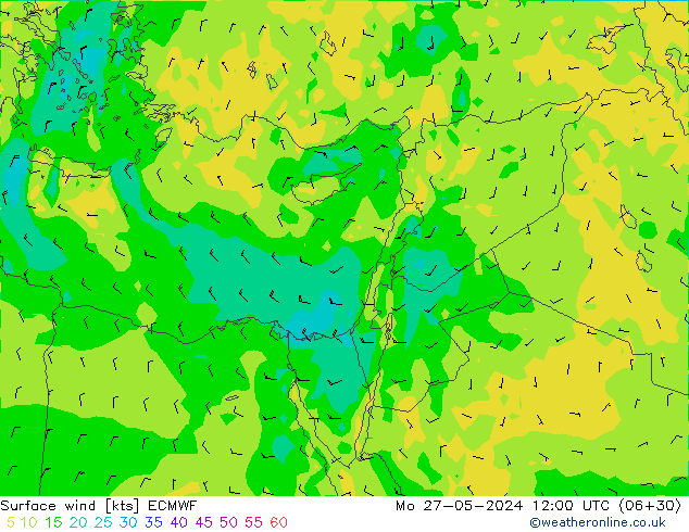 Vento 10 m ECMWF Seg 27.05.2024 12 UTC