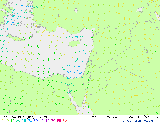 Vent 950 hPa ECMWF lun 27.05.2024 09 UTC