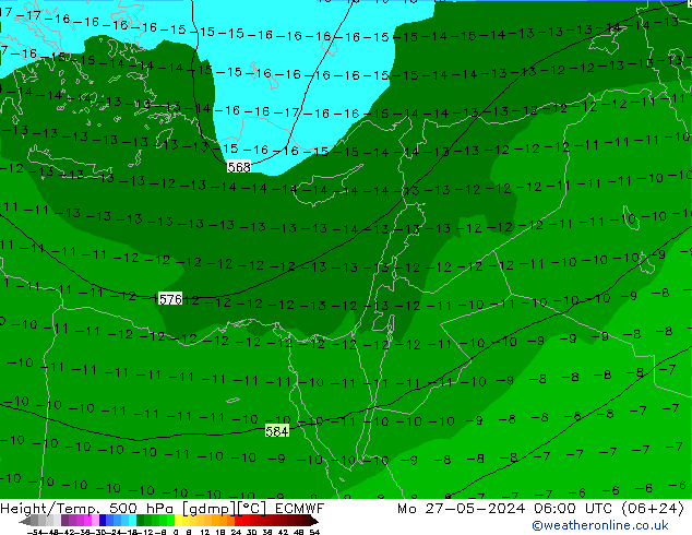 Z500/Rain (+SLP)/Z850 ECMWF Mo 27.05.2024 06 UTC