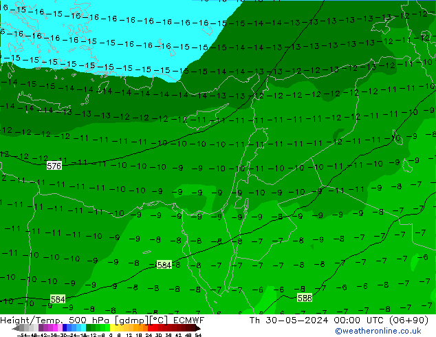 Height/Temp. 500 hPa ECMWF Th 30.05.2024 00 UTC