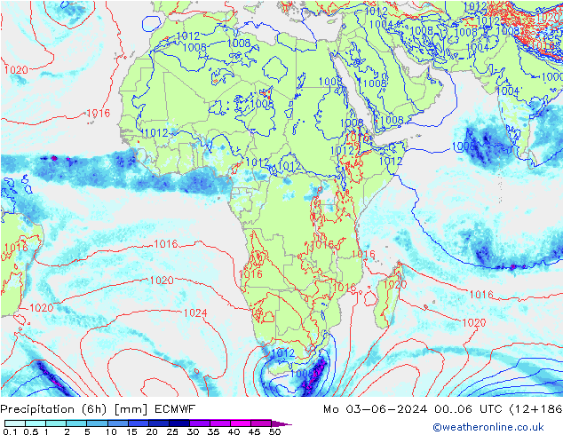 Yağış (6h) ECMWF Pzt 03.06.2024 06 UTC