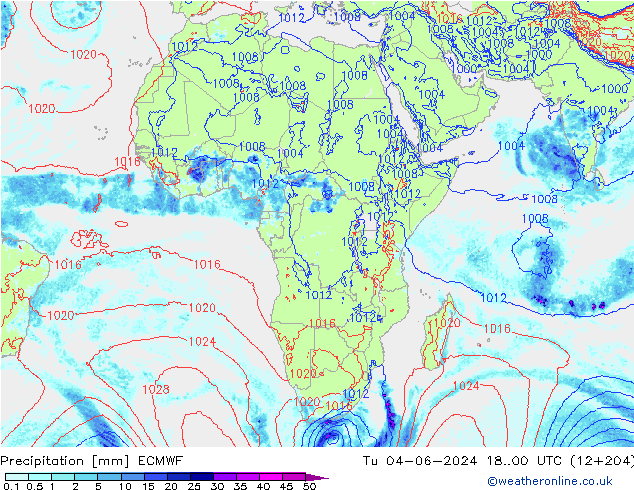 Precipitation ECMWF Tu 04.06.2024 00 UTC