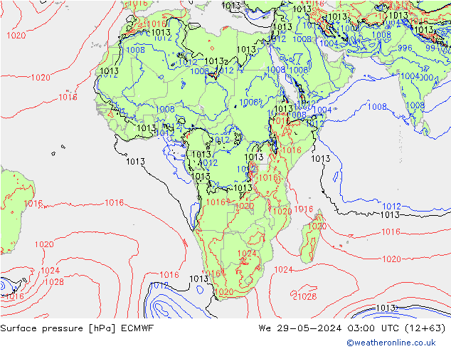 Bodendruck ECMWF Mi 29.05.2024 03 UTC