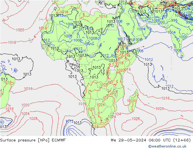 Bodendruck ECMWF Mi 29.05.2024 06 UTC