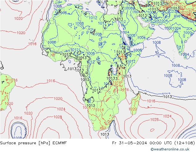 Bodendruck ECMWF Fr 31.05.2024 00 UTC