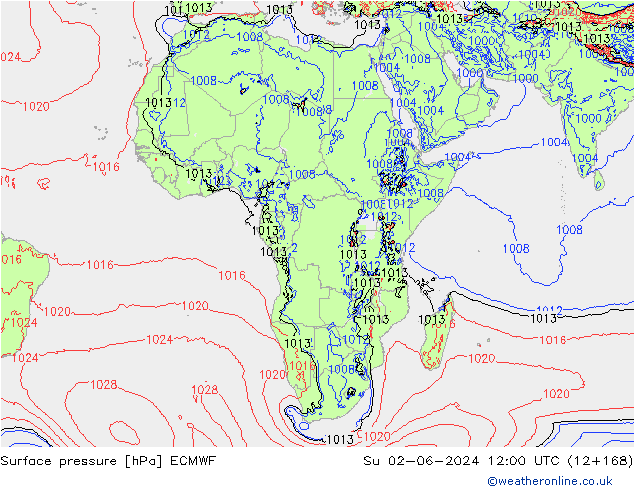 Yer basıncı ECMWF Paz 02.06.2024 12 UTC