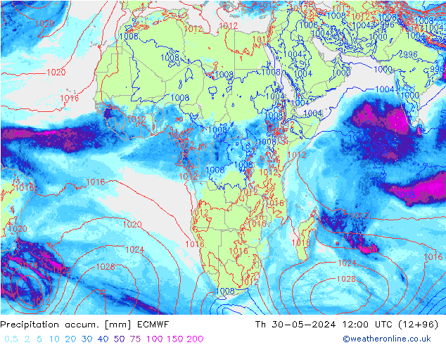 Precipitation accum. ECMWF Th 30.05.2024 12 UTC