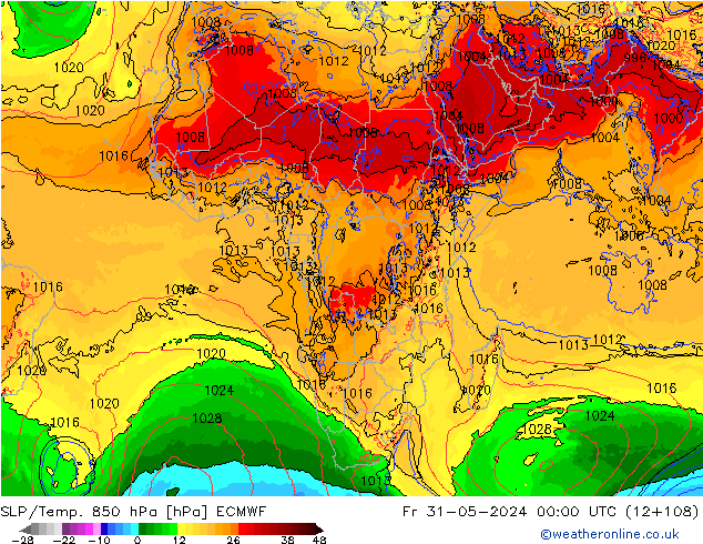 SLP/Temp. 850 hPa ECMWF Fr 31.05.2024 00 UTC