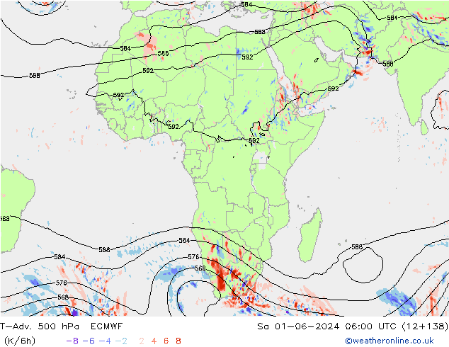 T-Adv. 500 hPa ECMWF Sáb 01.06.2024 06 UTC