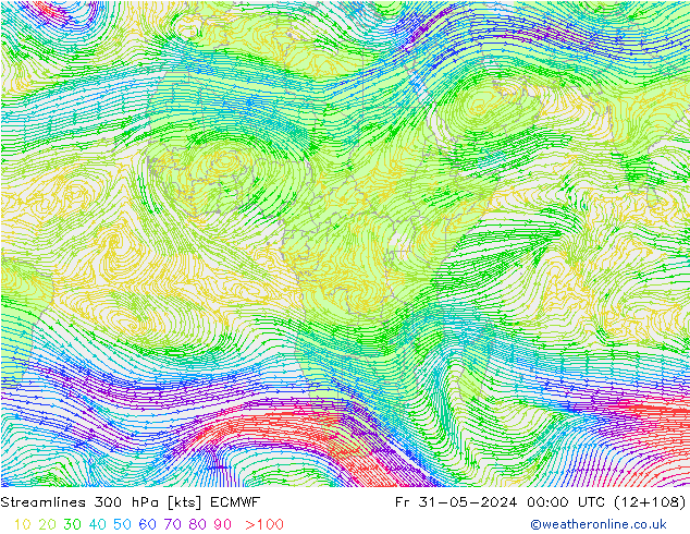 ветер 300 гПа ECMWF пт 31.05.2024 00 UTC