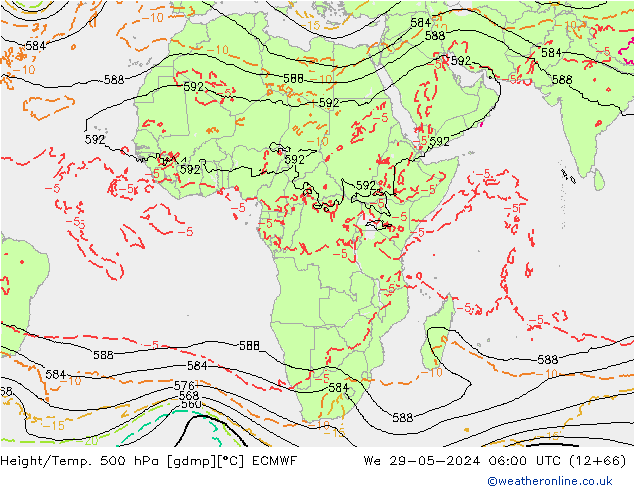 Z500/Rain (+SLP)/Z850 ECMWF mer 29.05.2024 06 UTC