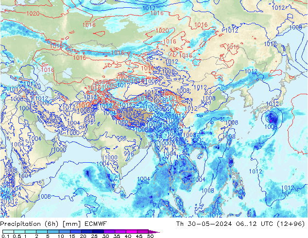 Z500/Rain (+SLP)/Z850 ECMWF  30.05.2024 12 UTC