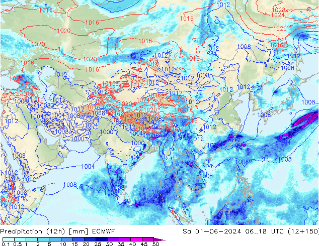 Yağış (12h) ECMWF Cts 01.06.2024 18 UTC