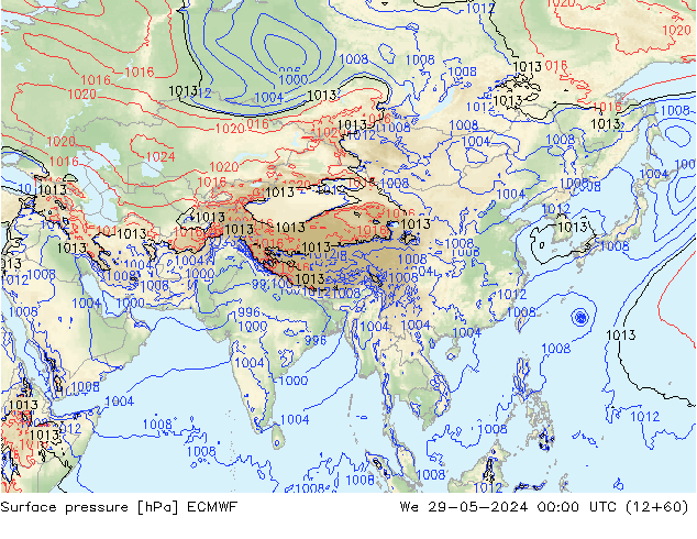 Surface pressure ECMWF We 29.05.2024 00 UTC