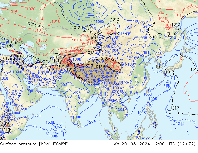 pressão do solo ECMWF Qua 29.05.2024 12 UTC