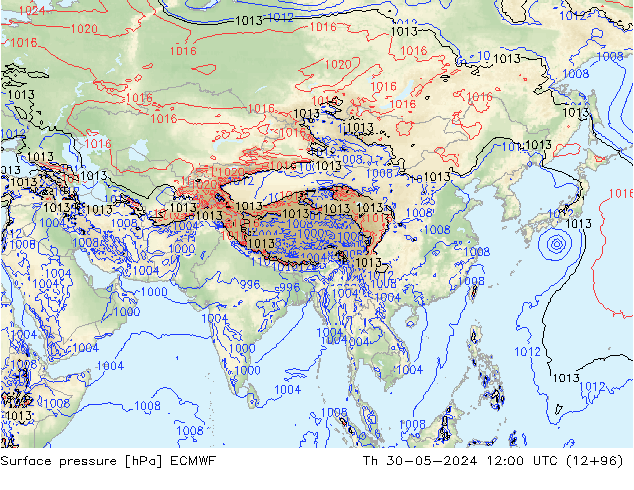 pression de l'air ECMWF jeu 30.05.2024 12 UTC