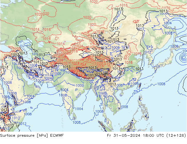 Surface pressure ECMWF Fr 31.05.2024 18 UTC