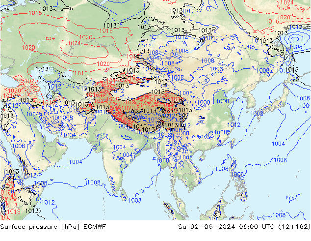 Yer basıncı ECMWF Paz 02.06.2024 06 UTC