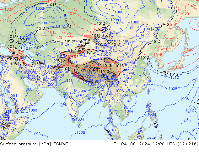 Pressione al suolo ECMWF mar 04.06.2024 12 UTC