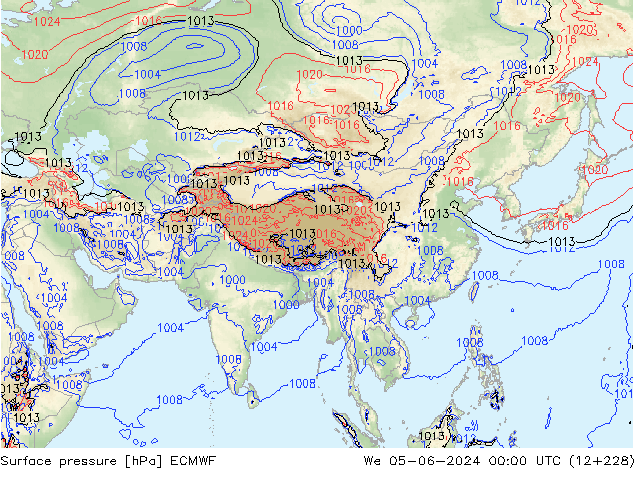 Atmosférický tlak ECMWF St 05.06.2024 00 UTC