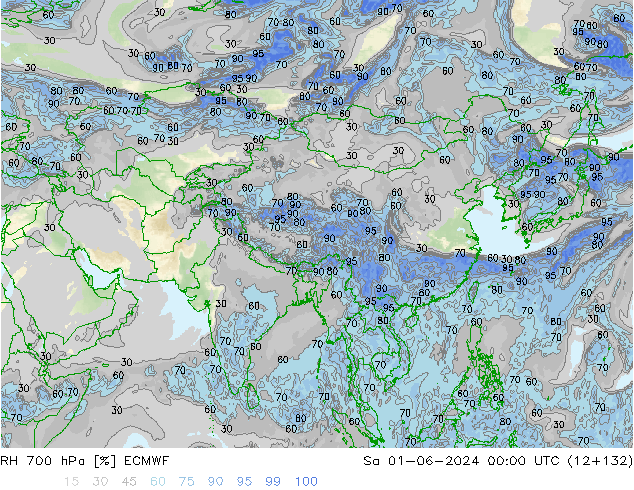 RH 700 hPa ECMWF so. 01.06.2024 00 UTC