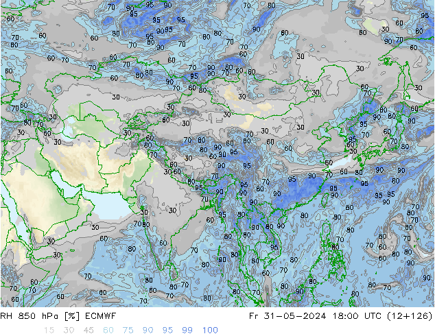 RH 850 hPa ECMWF pt. 31.05.2024 18 UTC