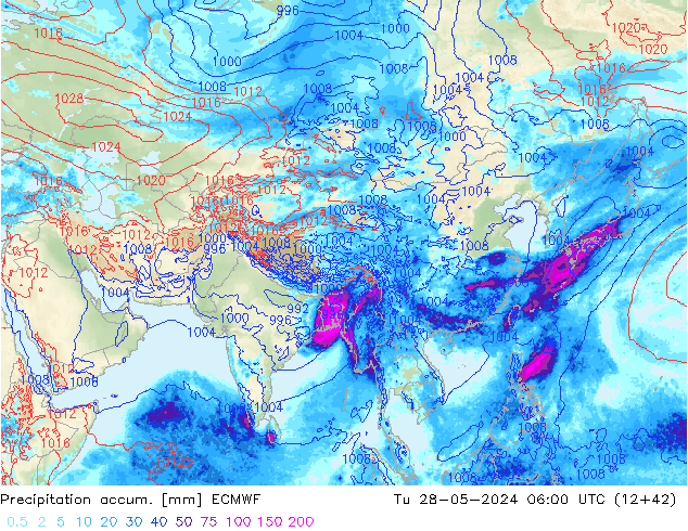 Toplam Yağış ECMWF Sa 28.05.2024 06 UTC