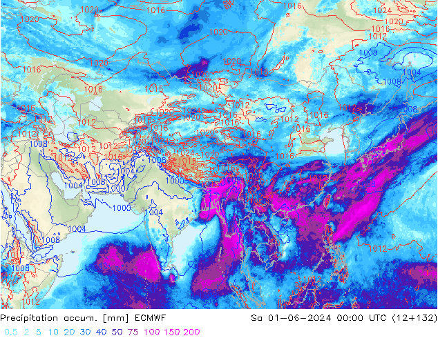 Precipitation accum. ECMWF  01.06.2024 00 UTC