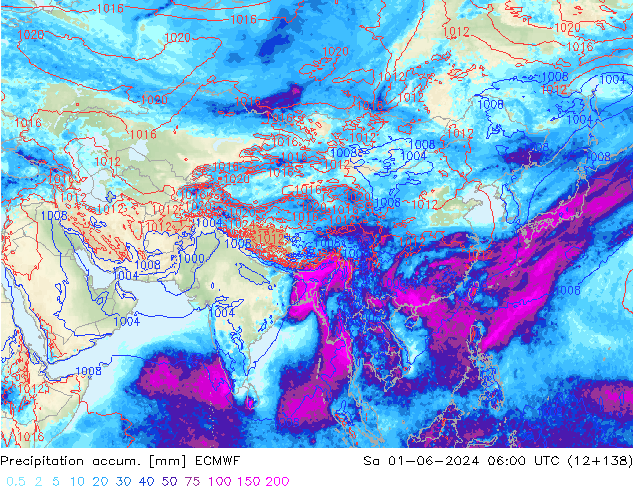 Precipitation accum. ECMWF  01.06.2024 06 UTC