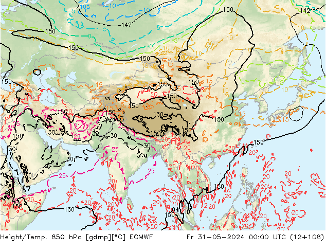 Z500/Rain (+SLP)/Z850 ECMWF Pá 31.05.2024 00 UTC