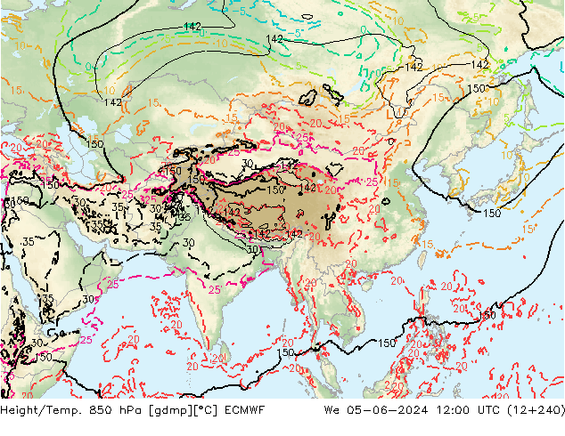 Yükseklik/Sıc. 850 hPa ECMWF Çar 05.06.2024 12 UTC