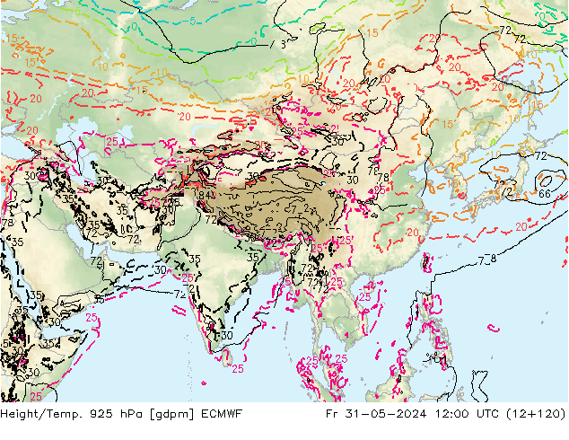 Géop./Temp. 925 hPa ECMWF ven 31.05.2024 12 UTC