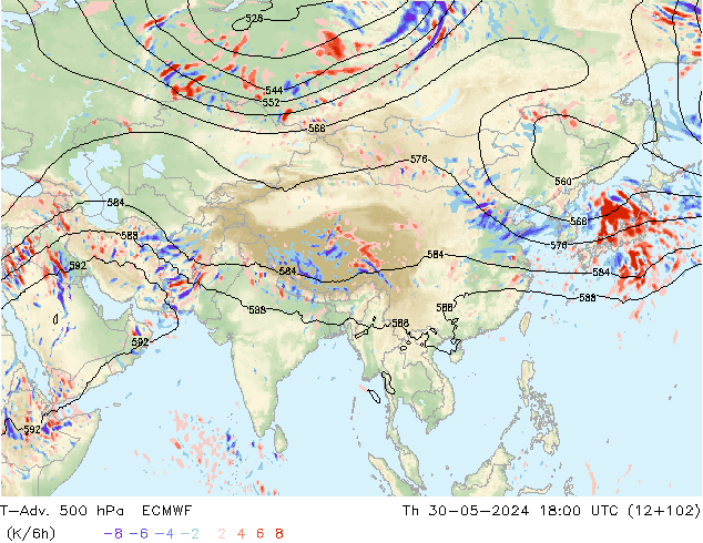 T-Adv. 500 hPa ECMWF Per 30.05.2024 18 UTC