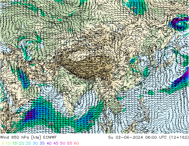 Wind 950 hPa ECMWF Ne 02.06.2024 06 UTC