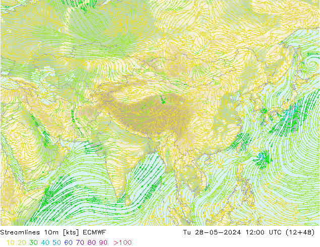 Línea de corriente 10m ECMWF mar 28.05.2024 12 UTC