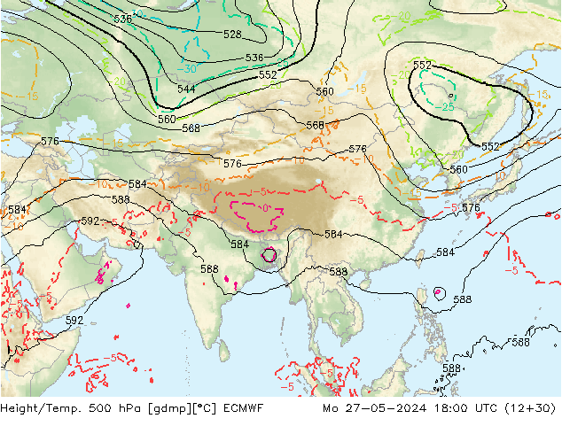 Z500/Rain (+SLP)/Z850 ECMWF  27.05.2024 18 UTC