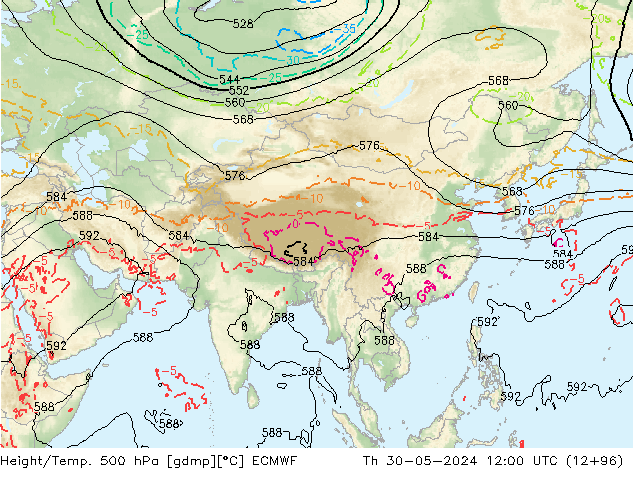 Z500/Rain (+SLP)/Z850 ECMWF  30.05.2024 12 UTC