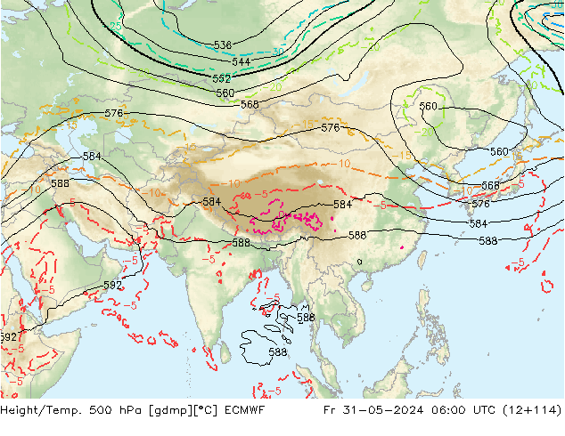 Z500/Yağmur (+YB)/Z850 ECMWF Cu 31.05.2024 06 UTC