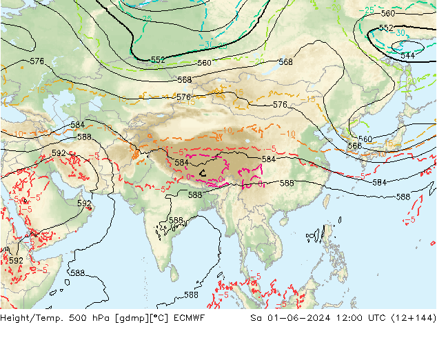 Z500/Regen(+SLP)/Z850 ECMWF za 01.06.2024 12 UTC