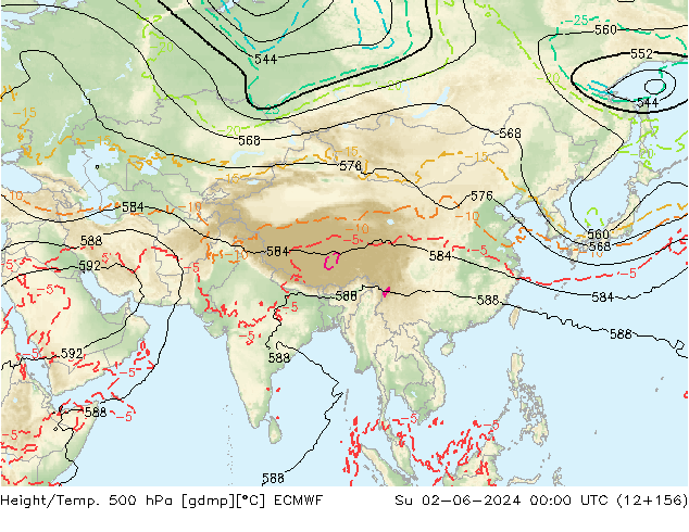 Height/Temp. 500 hPa ECMWF  02.06.2024 00 UTC