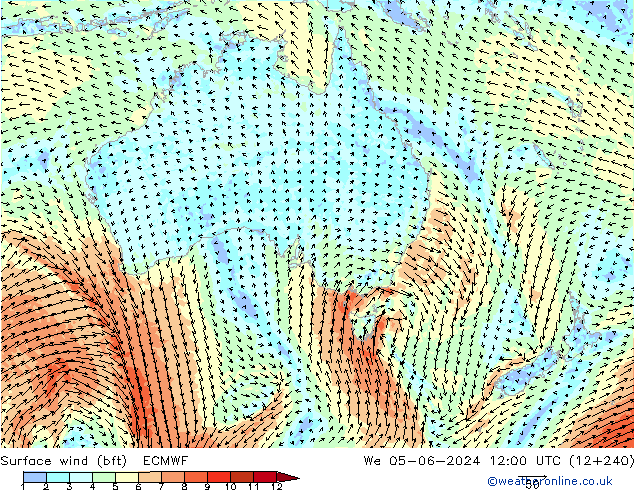 Bodenwind (bft) ECMWF Mi 05.06.2024 12 UTC