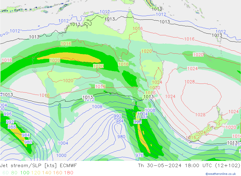 Jet stream/SLP ECMWF Th 30.05.2024 18 UTC